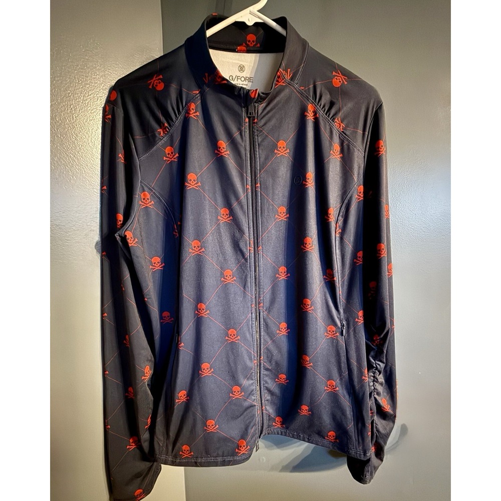 G/Fore‎ Golf Coat Women Skull Killer Jacket Sz XL Twilight NAVY Red Full Zip